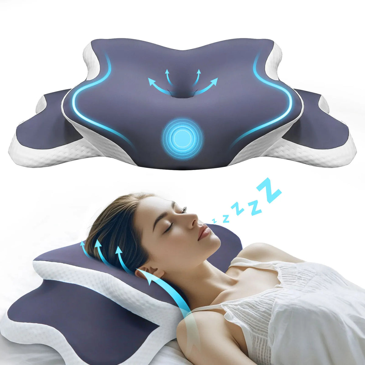 Geheugen Schuim Kussen Cervicaal Kussen Nekpijn Verlichting Contour Ergonomisch Orthopedisch Nekondersteuning voor Zij-, Rug-, Maagslapers Cadeau