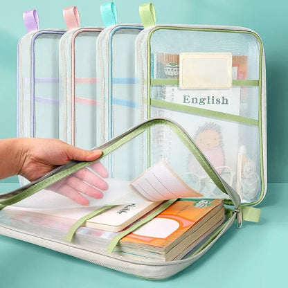 A4 Kantoorbenodigdheden Opbergtas Dubbel-laags Mesh Rits Tas Grote Capaciteit Organizer Mappen School Kantoorbenodigdheden Speelgoedopslag
