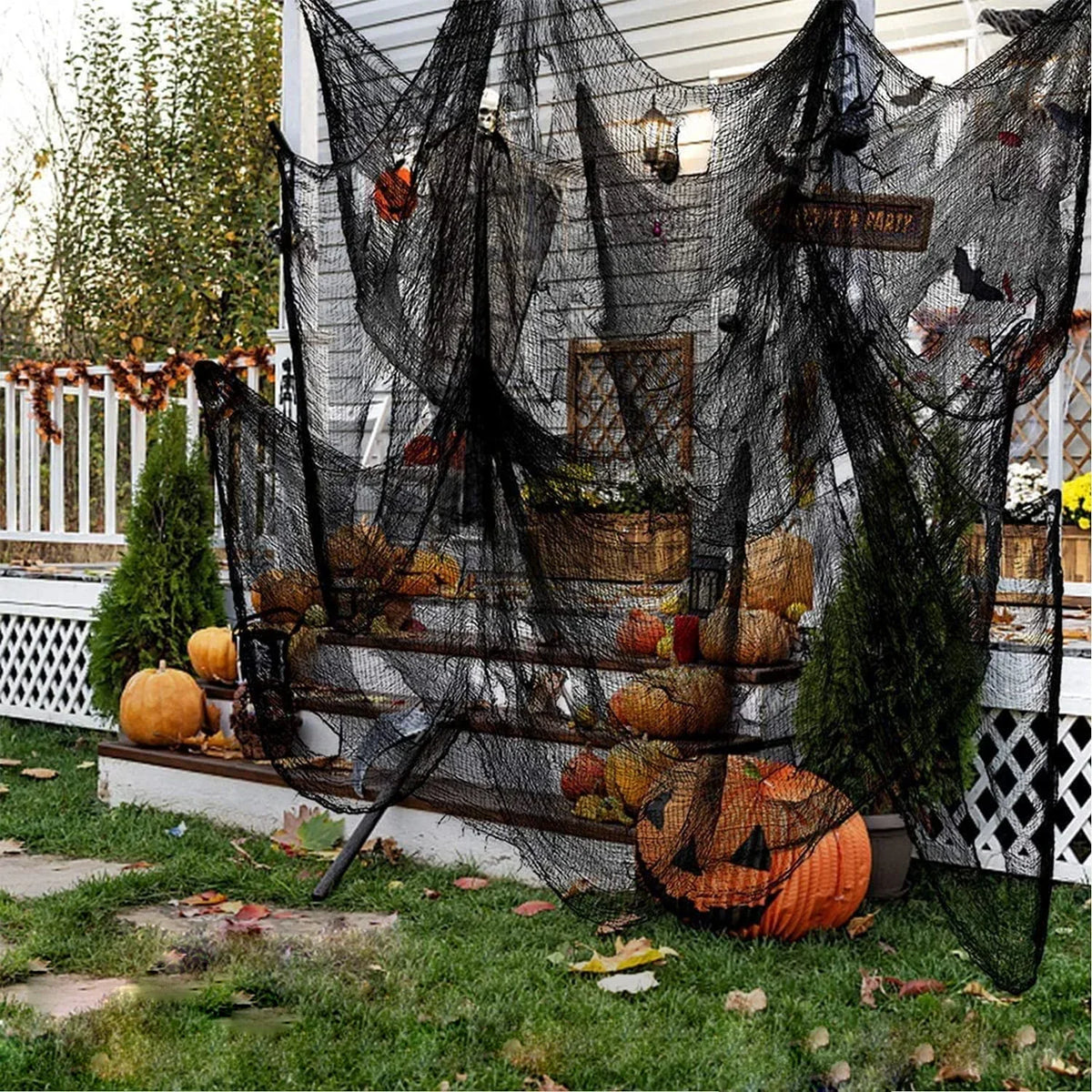 Halloween Griezelig Gaasdoek - Zwarte Decoratie Mesh Stof