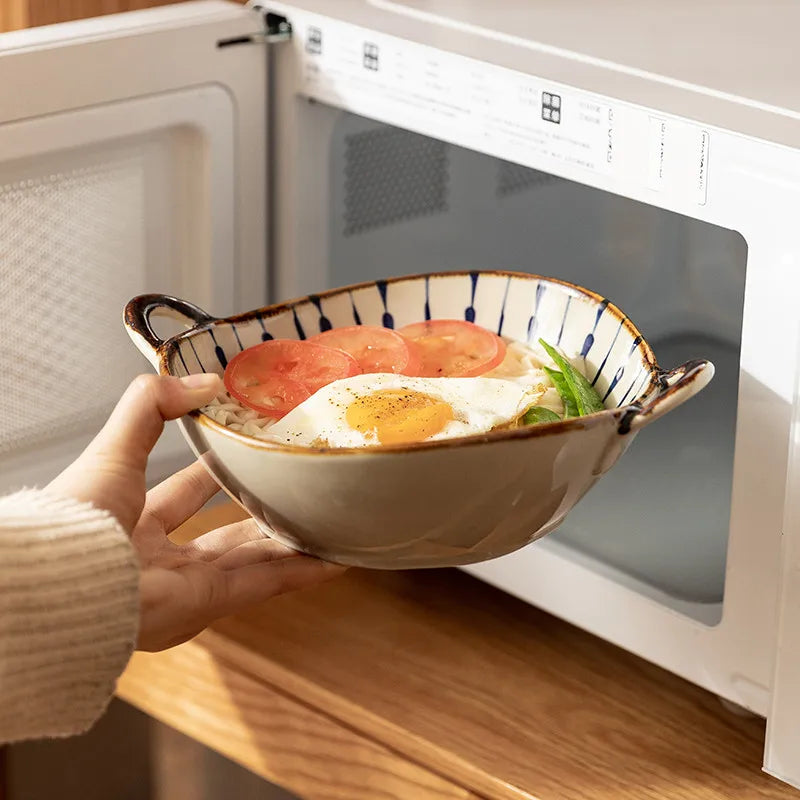 7,5 Inch Japanse Keramische Kom - Bloemen Soep- & Noedelkom
