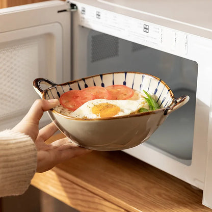 7,5 Inch Japanse Keramische Kom - Bloemen Soep- & Noedelkom