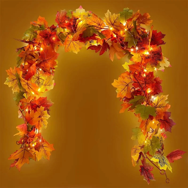 Grote 200cm Herfst Esdoorn Blad Guirlande - Zijden Bladeren Krans