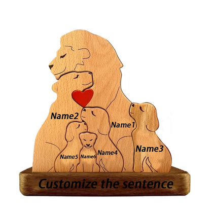 Wood Lion Family Puzzel