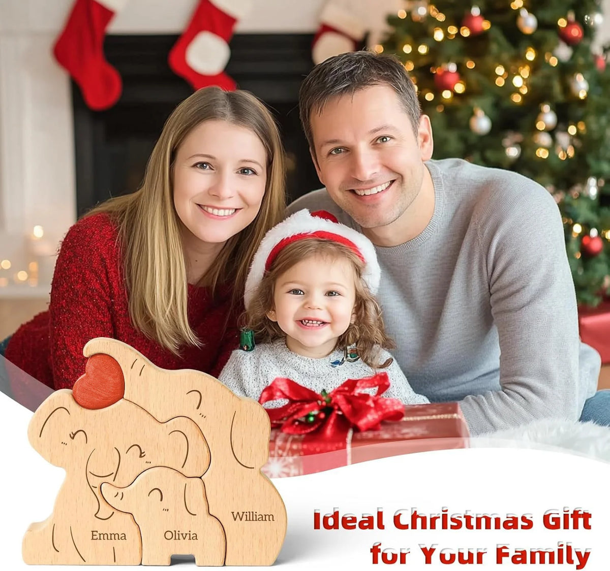 Wood Elephant Family Puzzel