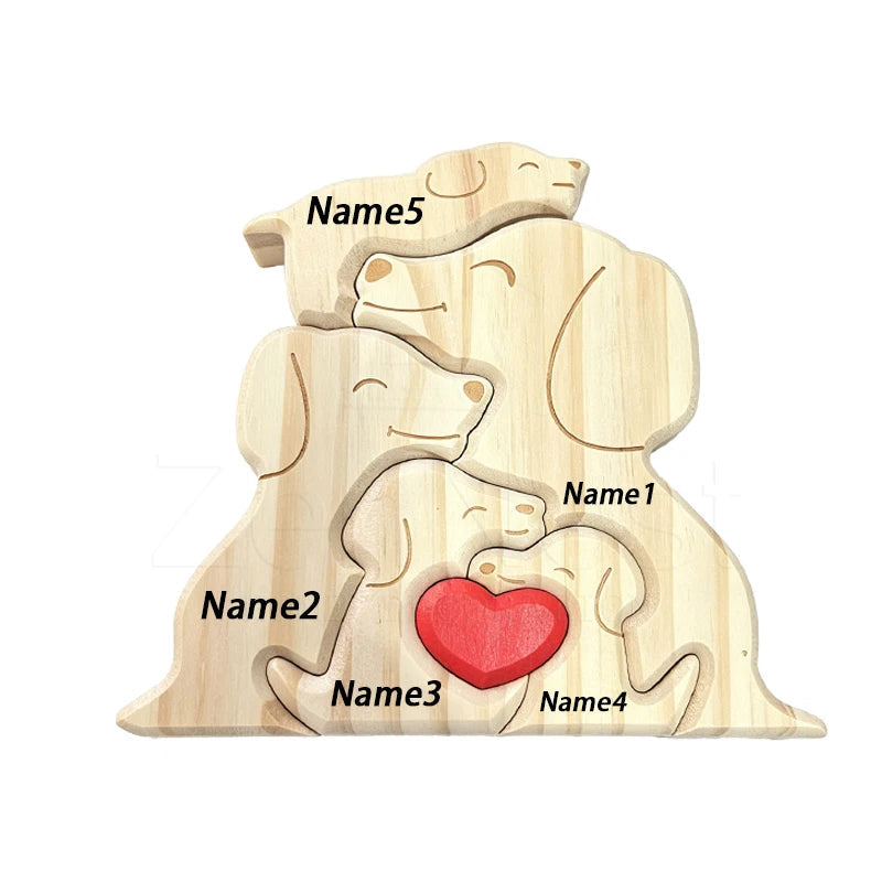 Wood Dog Family Puzzel