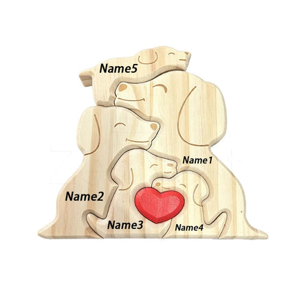 Wood Dog Family Puzzel