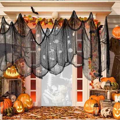 Halloween Griezelig Gaasdoek - Zwarte Decoratie Mesh Stof