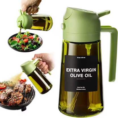2-in-1 Keuken Oliespuit & Oliefles - Voedselveilige Olieweerder