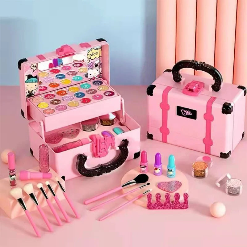 Prinsessen Make-up Speelset voor Kinderen - Veilige, Niet-Toxische Cosmetica Kit met Lippenstift & Oogschaduw
