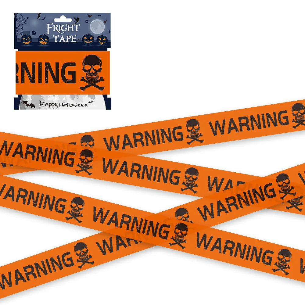 Halloween Doodskop Waarschuwingstape - Spookachtige Raam & Deur Prop