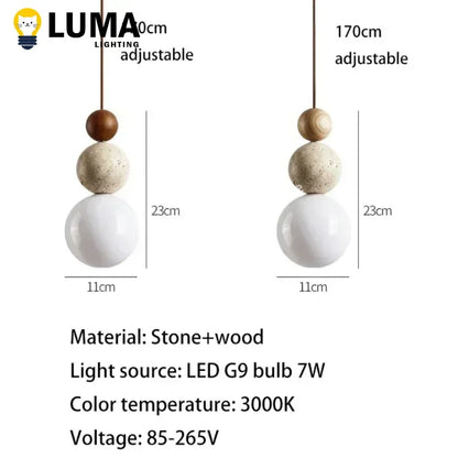 Luma Travertijn Hanglamp - Crèmestijl Natuurstenen Lamp
