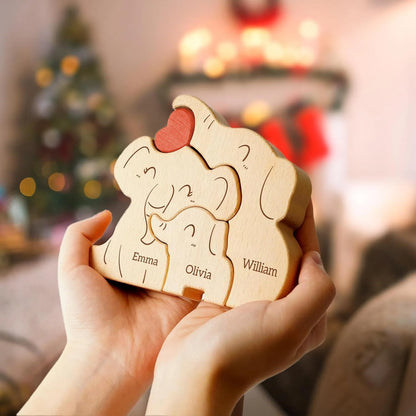 Wood Elephant Family Puzzel