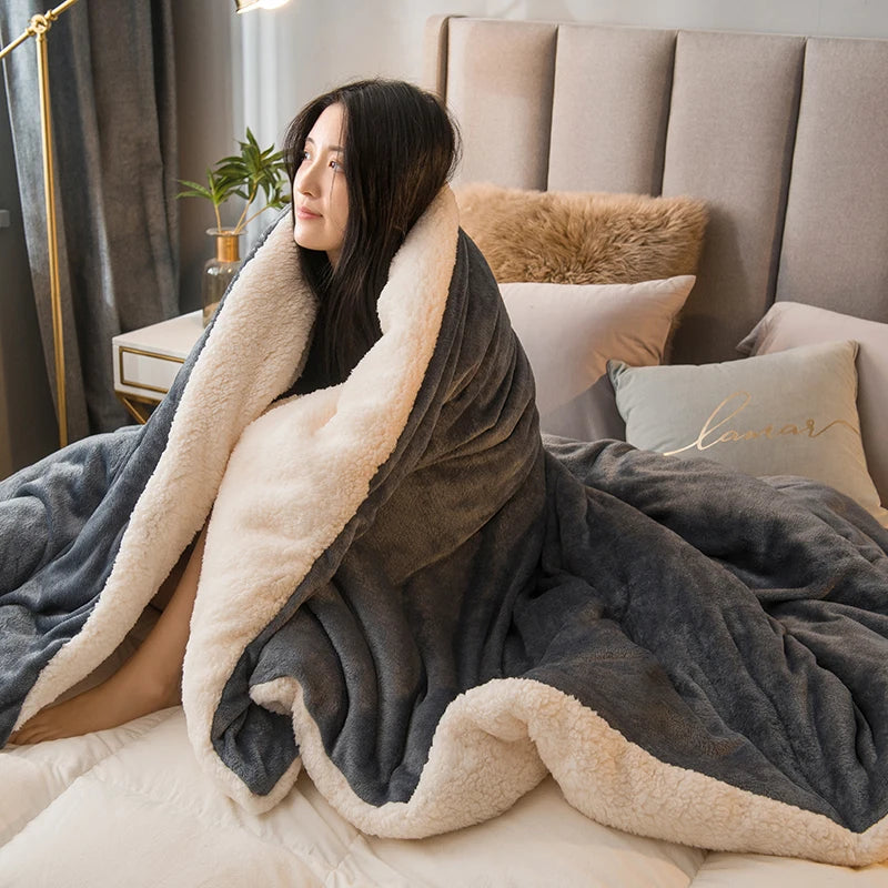Warme Wollen Winter Woondeken - Dubbelzijdig Fleece Plaid
