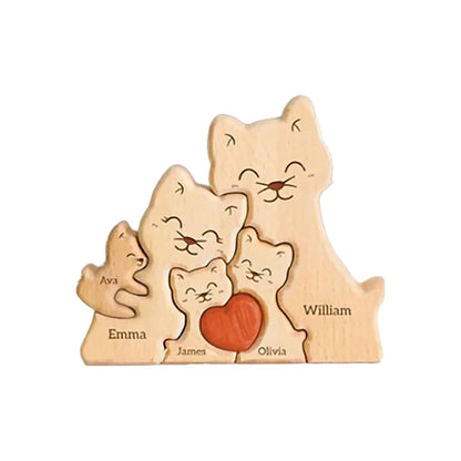 Wood Cat Family Puzzel