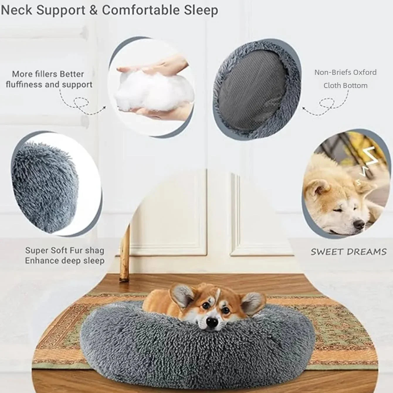 Kalmerende Pluche Hondenmand - Ronde Donut Dierenmand