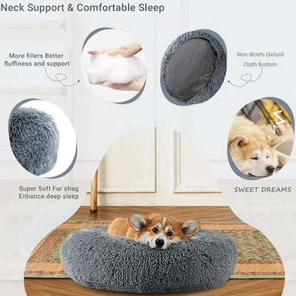 Kalmerende Pluche Hondenmand - Ronde Donut Dierenmand