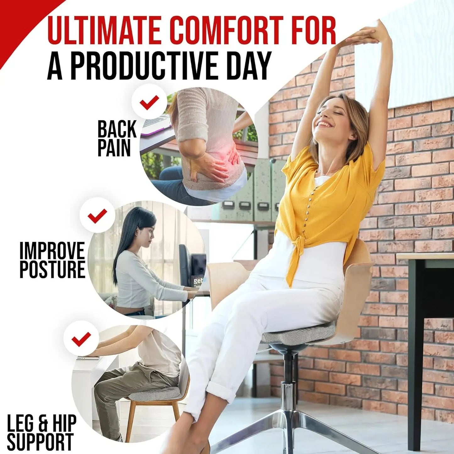 Ergonomisch Geheugenschuim Zitkussen - Orthopedisch Stoelkussen