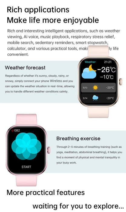 2025 Gezondheids Smartwatch BP+ECG+HRV+BG Monitor met SpO2, Hartslag, Slaap & Fitness Tracking