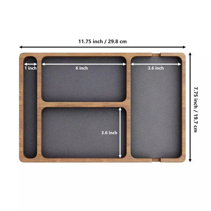 Houten Bureau Organizer Tray - Massief Houten Valet Organizer