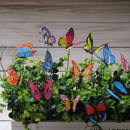 10-Delige 3D Kleurrijke Vlinders op Stok - Tuin & Terras Decoratie