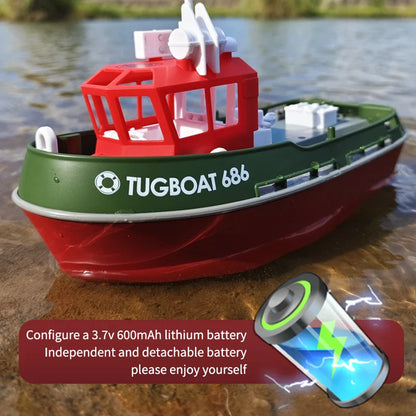 Krachtig Dual Motor RC Sleepboot Model - 1:72 Elektrische Afstandsbediening Boot voor Jongens, Draadloos Plezier