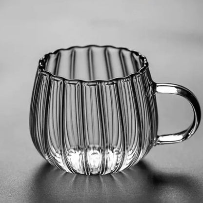 LumiRuffle Luxe Glazen Mokset – Handgemaakt Design voor een Stijlvol Koffiemoment