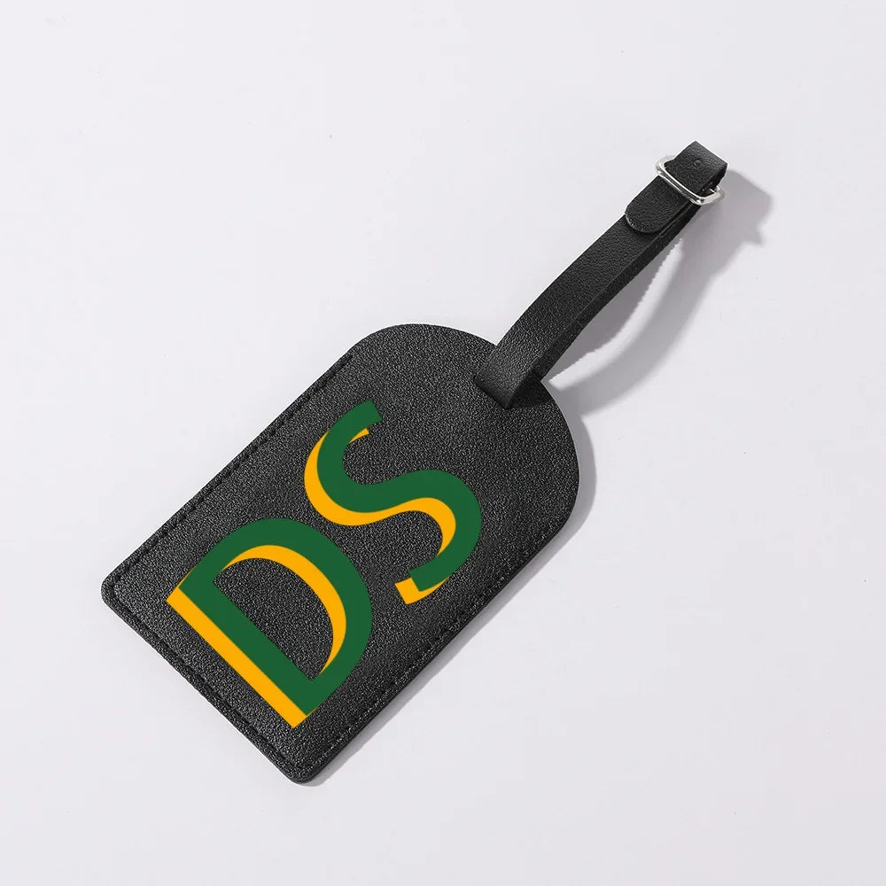 Gepersonaliseerd PU-Lederen Kofferlabel met Monogram – Luxe Bagagelabel op Maat