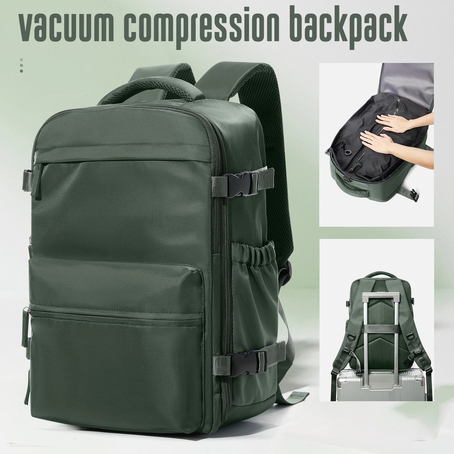 Vacuüm Compressie Rugzak - Uitbreidbare 15,6" Laptop Reistas