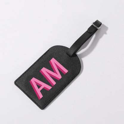 Gepersonaliseerd PU-Lederen Kofferlabel met Monogram – Luxe Bagagelabel op Maat