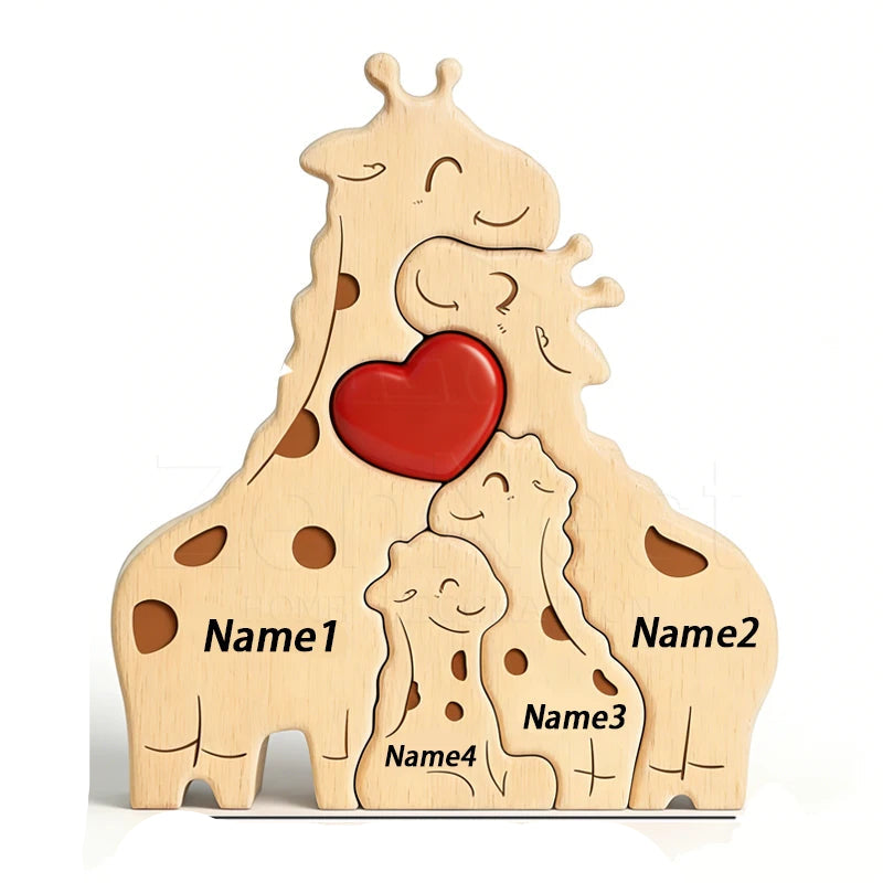 Wood Giraffe Family Puzzel