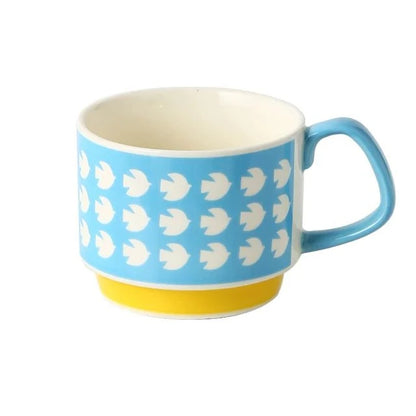 300ml Japanse Keramische Mok met Bloemenprint - Retro Koffiebeker