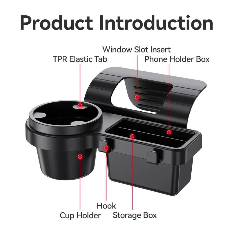 4-in-1 Autodeur Bekerhouder & Telefoonhouder Organizer