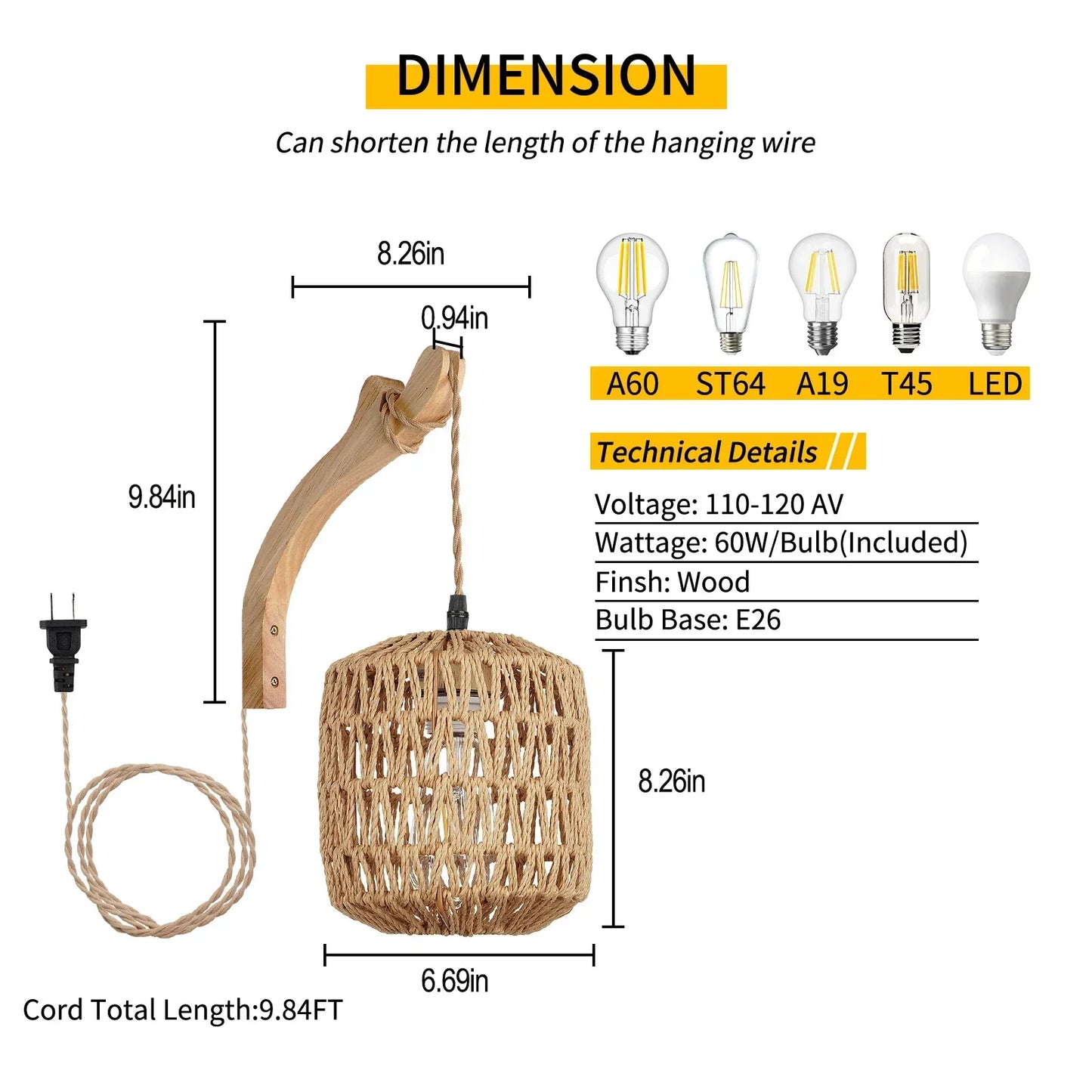 Landelijke Rotan Wandlamp