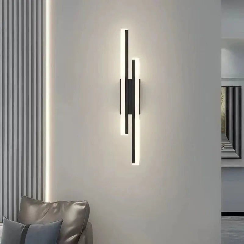 Minimalistische Noordse Lineaire LED Wandlamp – Drie Kleuren Dimbaar