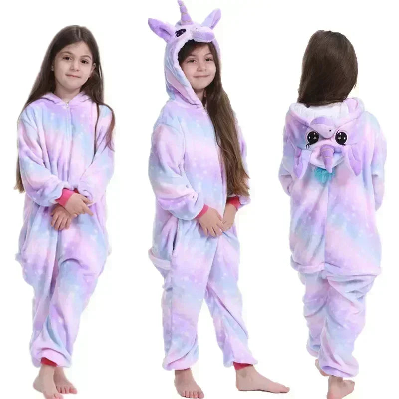 Unicorn Fleece Onesie – Schattige Pyjama met Hoorn en Oren voor Meisjes