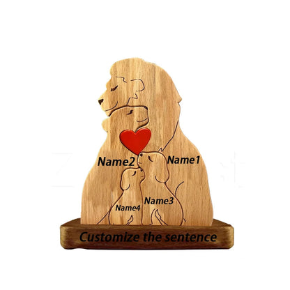 Wood Lion Family Puzzel