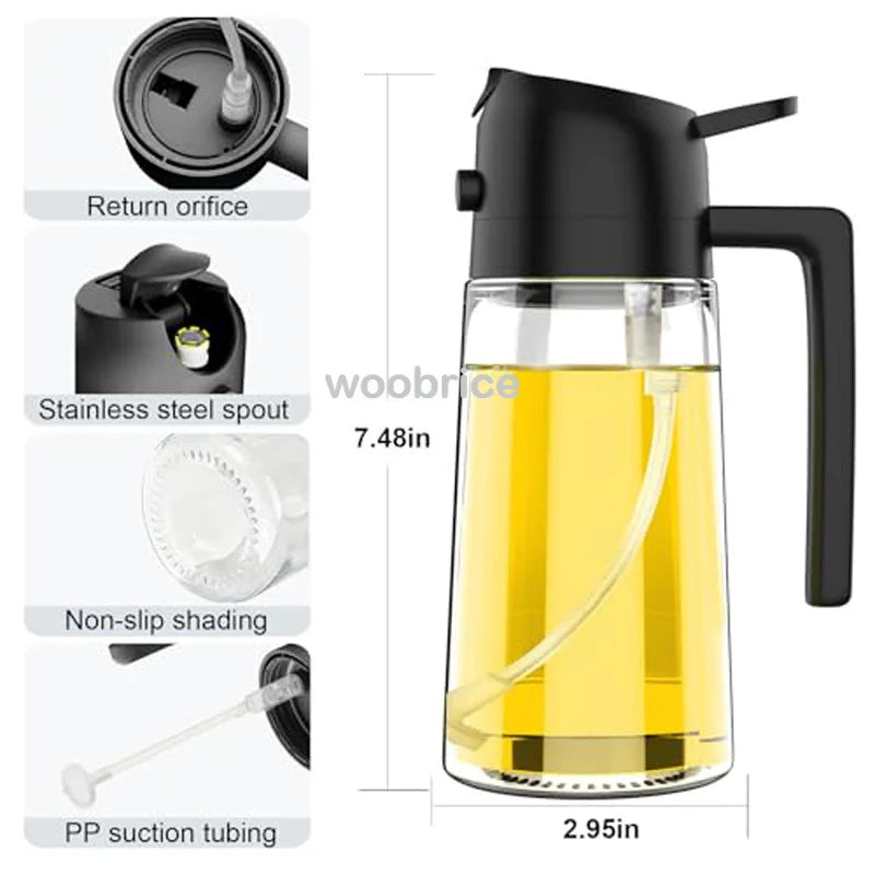 2-in-1 Keuken Oliespuit & Oliefles - Voedselveilige Olieweerder