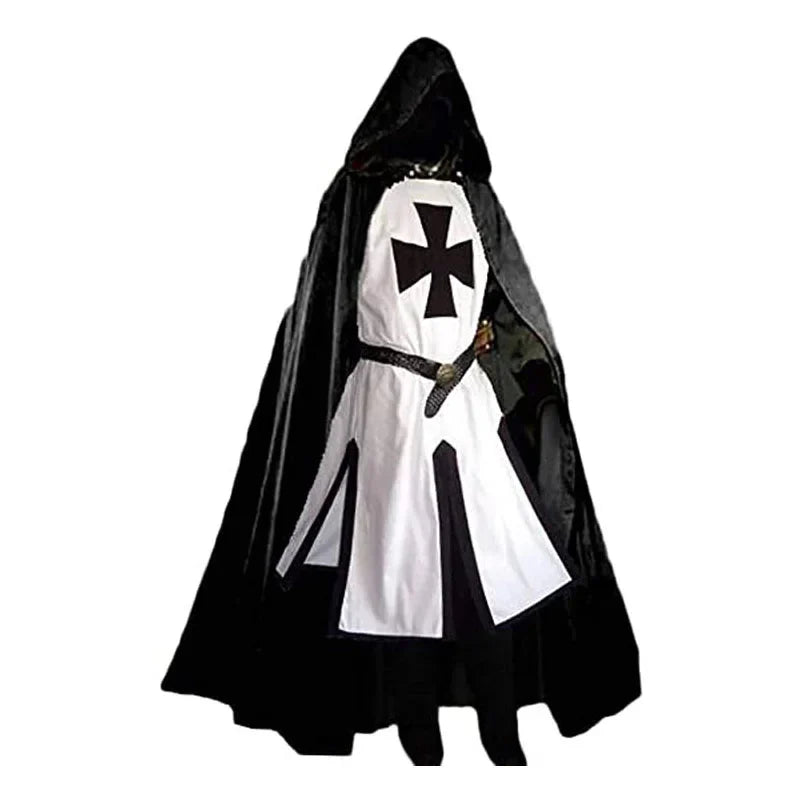 Ridders Templar Kruisvaarder Cosplay Kostuum - Authentieke Tuniek & Kaap Set voor Halloween