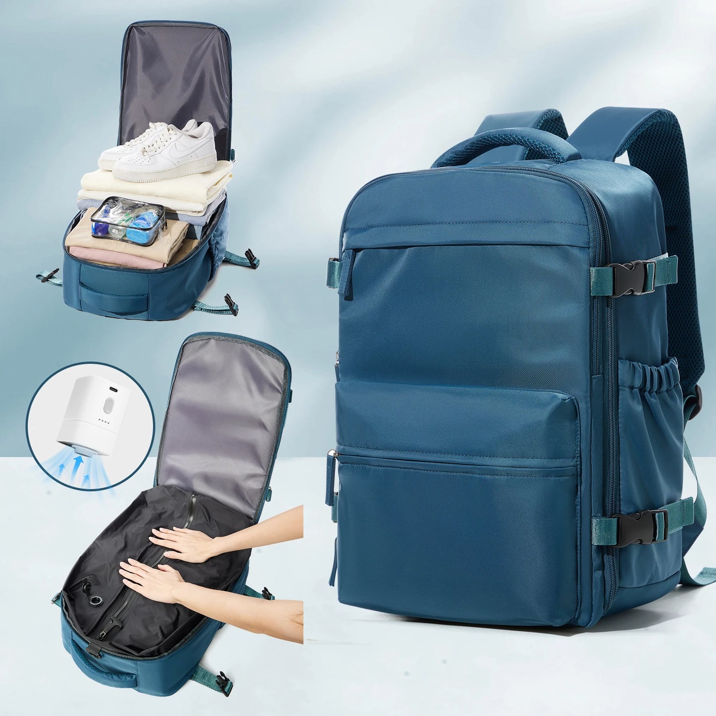 Vacuüm Compressie Rugzak - Uitbreidbare 15,6" Laptop Reistas