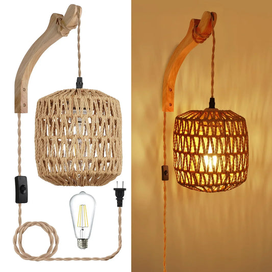 Landelijke Rotan Wandlamp