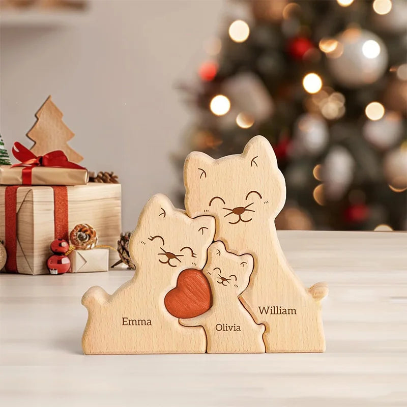 Wood Cat Family Puzzel