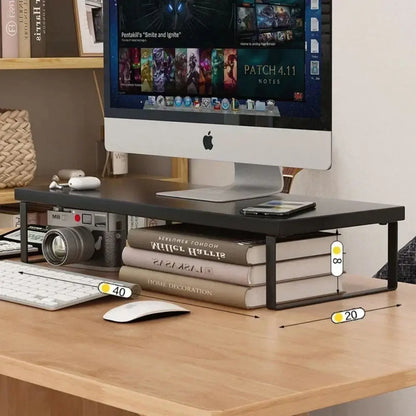 Houten & Stalen Monitor Verhoger - Bureau Organizer Plank