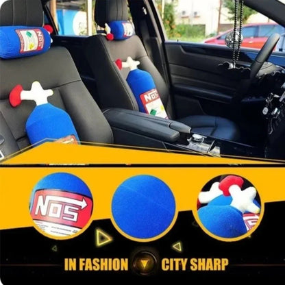 Nieuwe Auto Nek Kussen Auto Hoofsteun voor Bestuurder Voor NOS Lachgas Fles Auto Decor Hoofsteun Kussen Pluche Kussen Auto Onderdelen