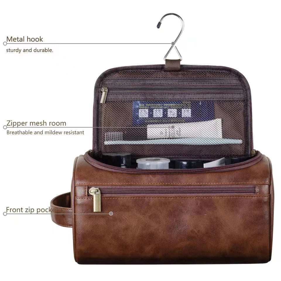 Hangende Toilettas voor Heren & Dames - Luxe PU-Lederen Dopp Kit