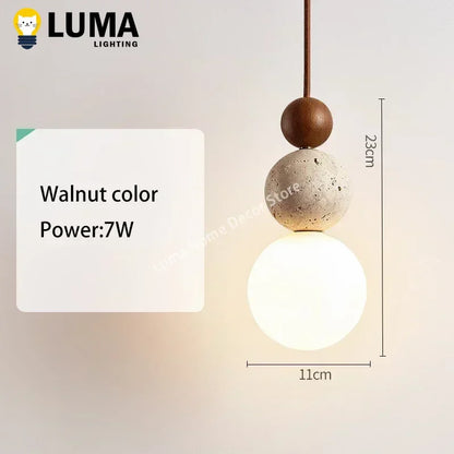 Luma Travertijn Hanglamp - Crèmestijl Natuurstenen Lamp