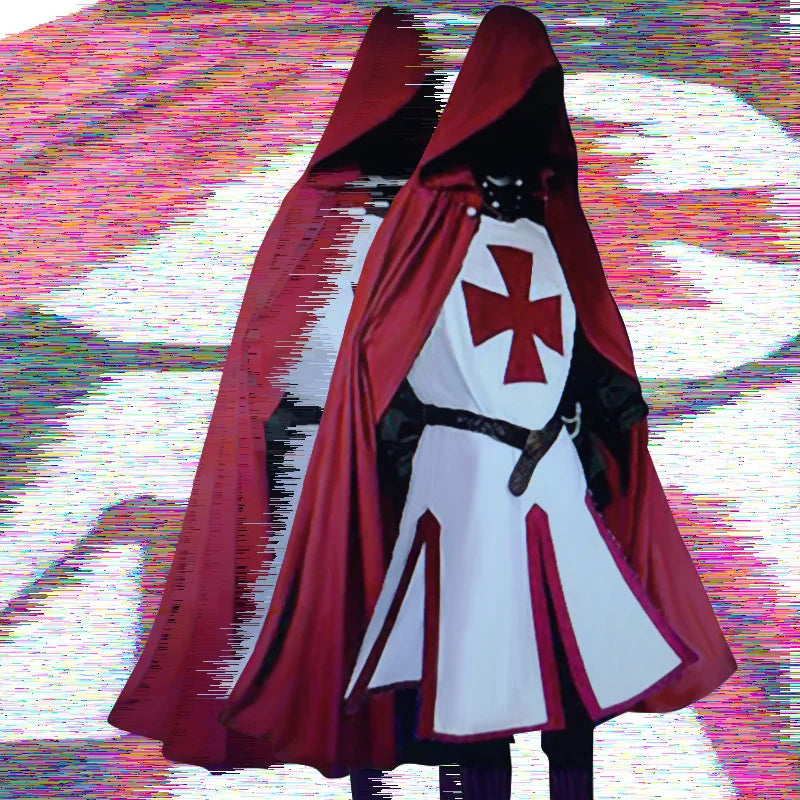Ridders Templar Kruisvaarder Cosplay Kostuum - Authentieke Tuniek & Kaap Set voor Halloween