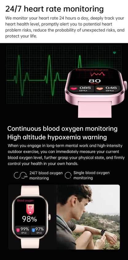 2025 Gezondheids Smartwatch BP+ECG+HRV+BG Monitor met SpO2, Hartslag, Slaap & Fitness Tracking