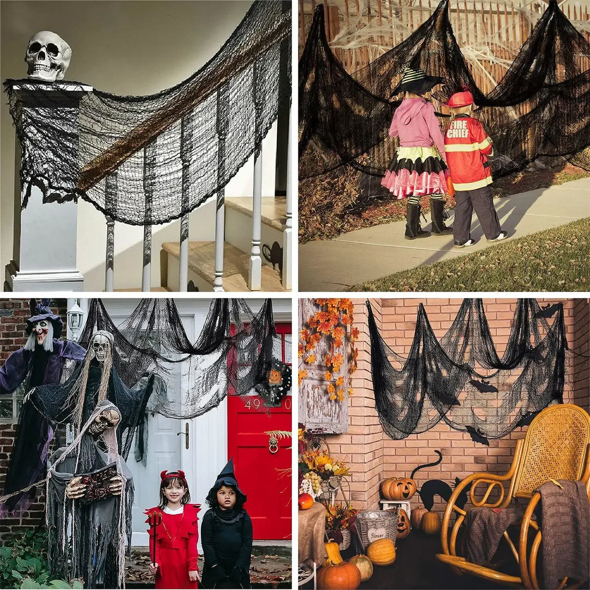 Halloween Griezelig Gaasdoek - Zwarte Decoratie Mesh Stof
