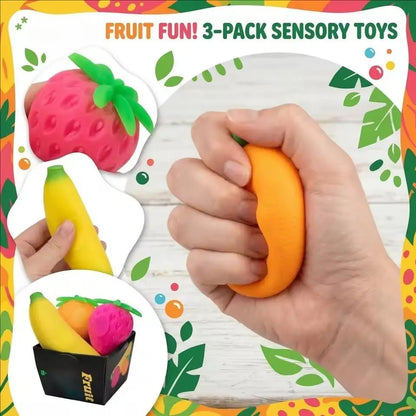 NeeDoh Groovy Fruit Squishy Set - 3-Delig Sensorisch Anti-Stress Speelgoed