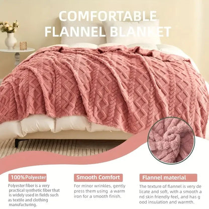 Ultra-Zachte 3D Pluche Fleece Woondeken - Warme Gebreide Plaid